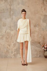 Cyrielle Pleated Mini Dress with Ribbon Design Accent