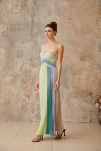 Serelith Metallic Knit Backless Maxi Dress