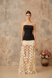 Xénia contrast-color 3d-polka-dot maxi dress