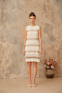 Colette off-white sequined crochet-knit mini dress