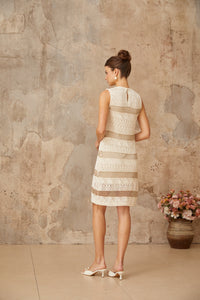 Colette off-white sequined crochet-knit mini dress