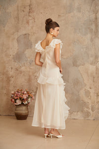 Hélène faux-flower layered ruffled maxi dress
