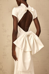 Camille White Statement Bow Mermaid Maxi Dress