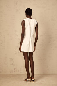 Irène White Sequin Floral Embroidered Mini Dress