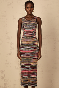 Quentin Purple Striped Crochet Knit Midi Dress