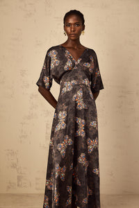Glannon Black Self-Tie Butterfly Print Maxi Dress