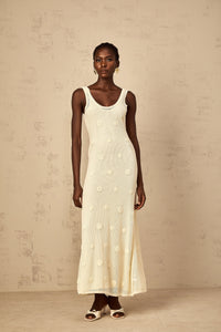 Eléonore Floral Embroidered Crochet Knit Maxi Dress