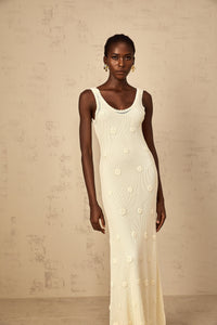 Eléonore Floral Embroidered Crochet Knit Maxi Dress