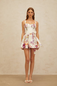 Juliette White Self-Tie Floral Print Mini Dress