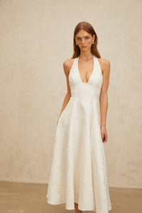 Céline White Glamorous Event Midi Dress