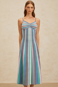 Bruyère Blue Striped Knit Midi Dress