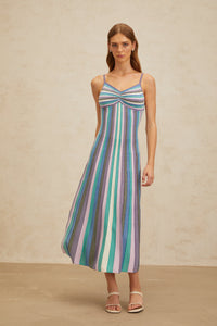 Bruyère Blue Striped Knit Midi Dress