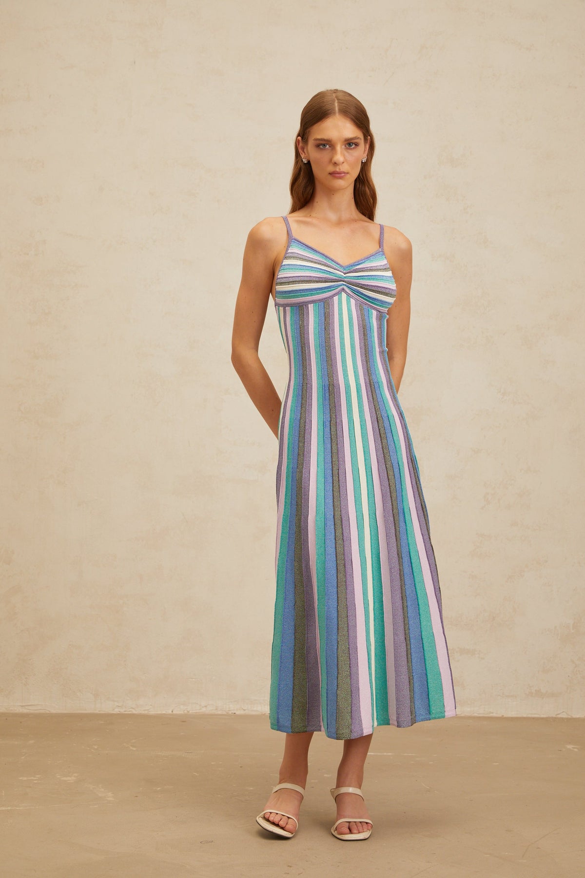 Bruyère Blue Striped Knit Midi Dress