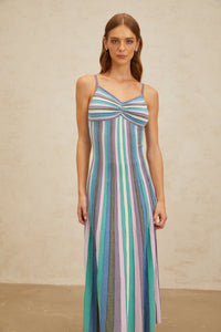 Bruyère Blue Striped Knit Midi Dress