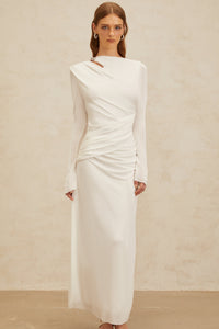 Daneysha White Ruched Maxi Gown