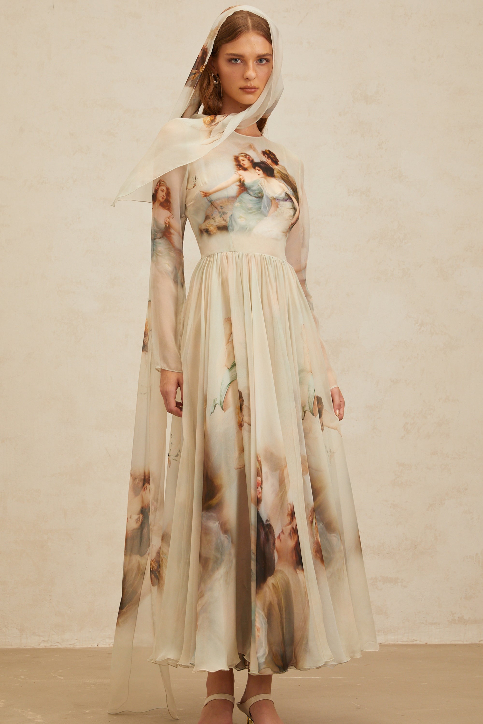 Manon Green Graphic Print Silk Maxi Dress