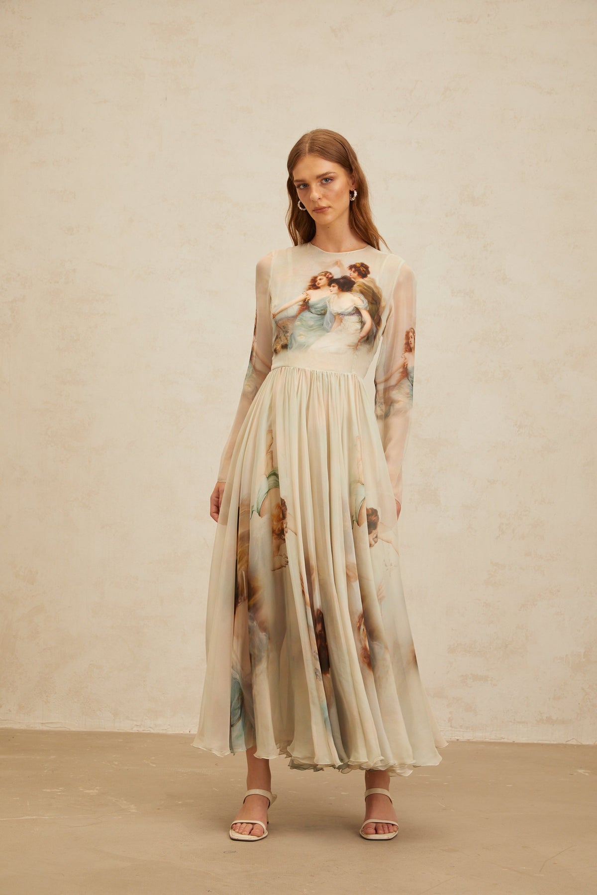 Manon Green Graphic Print Silk Maxi Dress