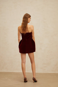 Coralie Red Heart Appliqué Velvet Mini Dress