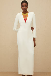 Rosée White Rhinestone Bead Embellished Maxi Dress
