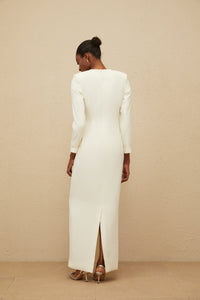 Rosée White Rhinestone Bead Embellished Maxi Dress