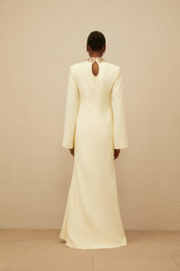 Majestueuse Yellow Keyhole-Detail Mermaid Gown