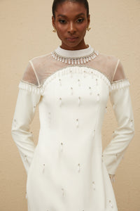 Céline White Embellished Evening Maxi Gown