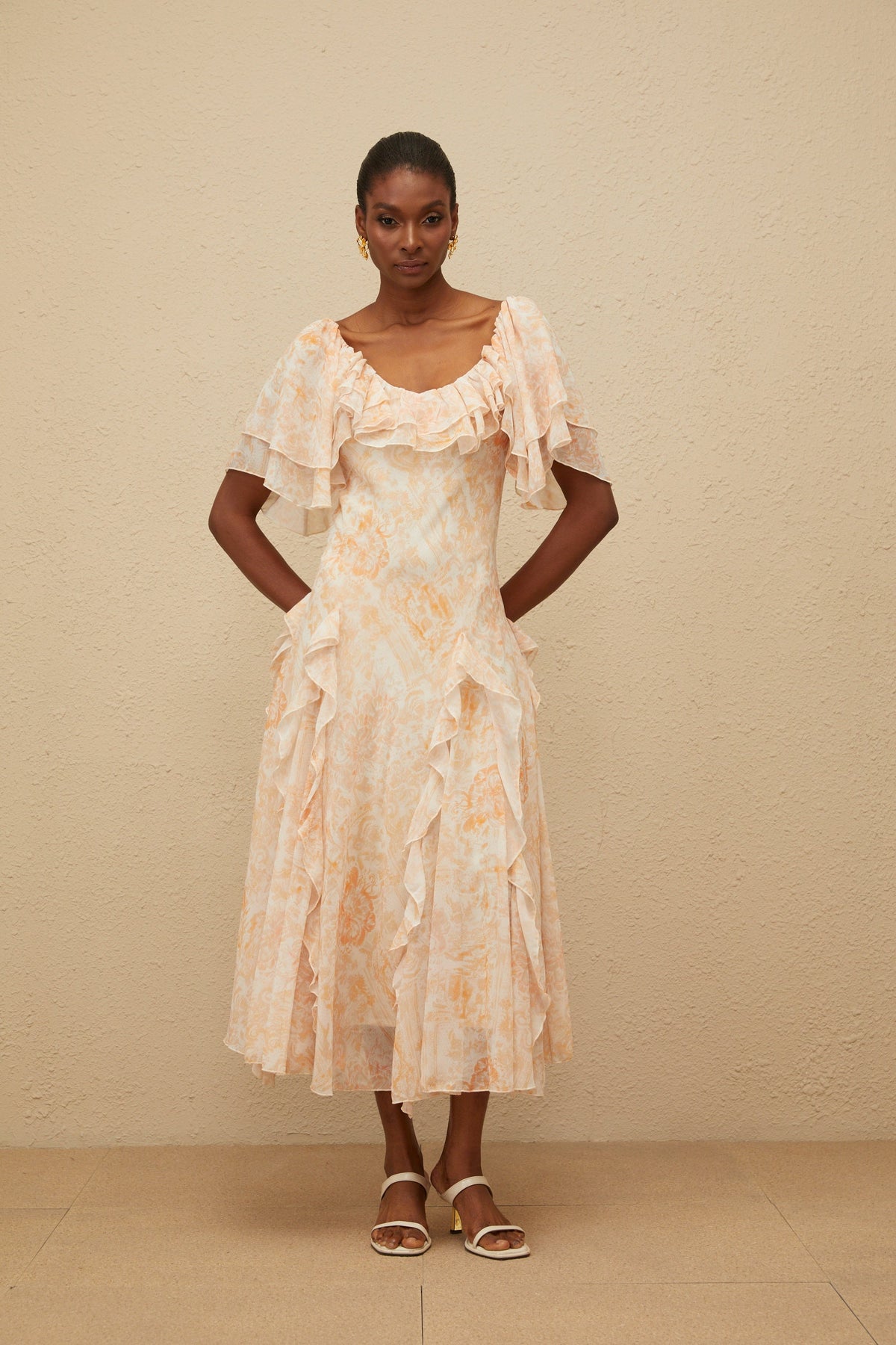 Aurore Ruffled Floral Midi Dress