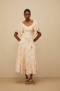 Aurore Ruffled Floral Midi Dress