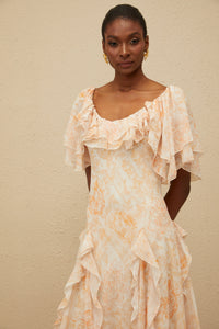 Aurore Ruffled Floral Midi Dress