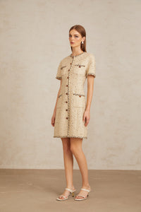 Énergie Neutral A-Line Tweed Mini Dress
