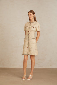 Énergie Neutral A-Line Tweed Mini Dress