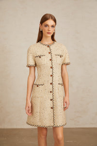 Énergie Neutral A-Line Tweed Mini Dress