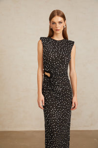 Félicie Black Embellished Mesh Maxi Gown