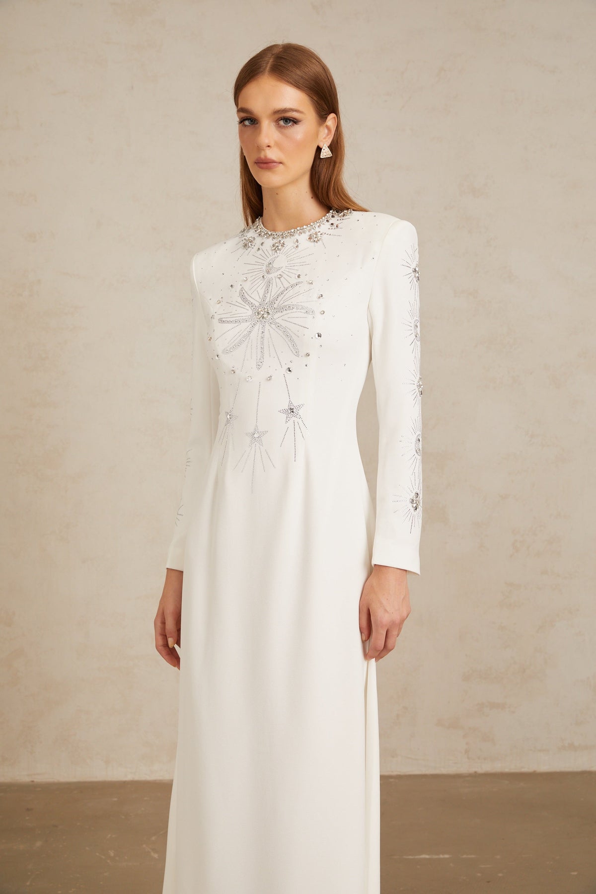 Aloïse White Embellished Maxi Gown