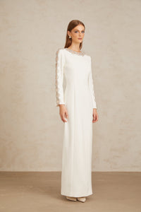 Freja White Crystal Embellished Maxi Gown