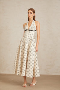 Gitane White Polka Dot Midi Dress