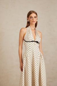 Gitane White Polka Dot Midi Dress