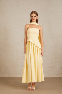 Sidonie Yellow Off-Shoulder Panel Maxi Gown