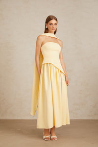 Sidonie Yellow Off-Shoulder Panel Maxi Gown
