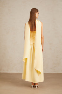 Sidonie Yellow Off-Shoulder Panel Maxi Gown