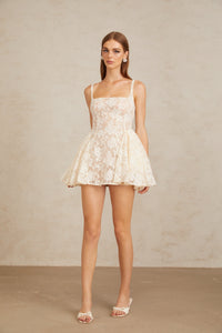 Euphemia Cream White Floral Lace Mini Dress