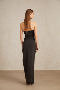 Uranie Black Gathered Halterneck Maxi Dress