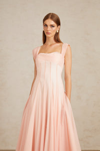 Érasme Pink Flounced Midi Dress