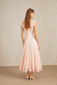 Érasme Pink Flounced Midi Dress
