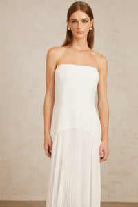 Helena White Off-Shoulder Tulle Panel Maxi Gown