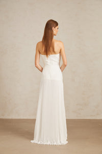 Helena White Off-Shoulder Tulle Panel Maxi Gown