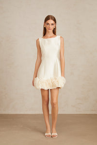 Caméo Cream White Tulle Panel Floral Mini Dress