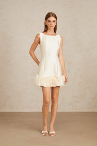 Caméo Cream White Tulle Panel Floral Mini Dress