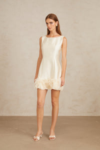 Caméo Cream White Tulle Panel Floral Mini Dress