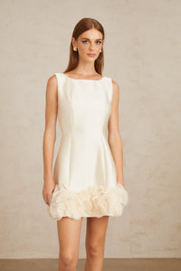 Caméo Cream White Tulle Panel Floral Mini Dress